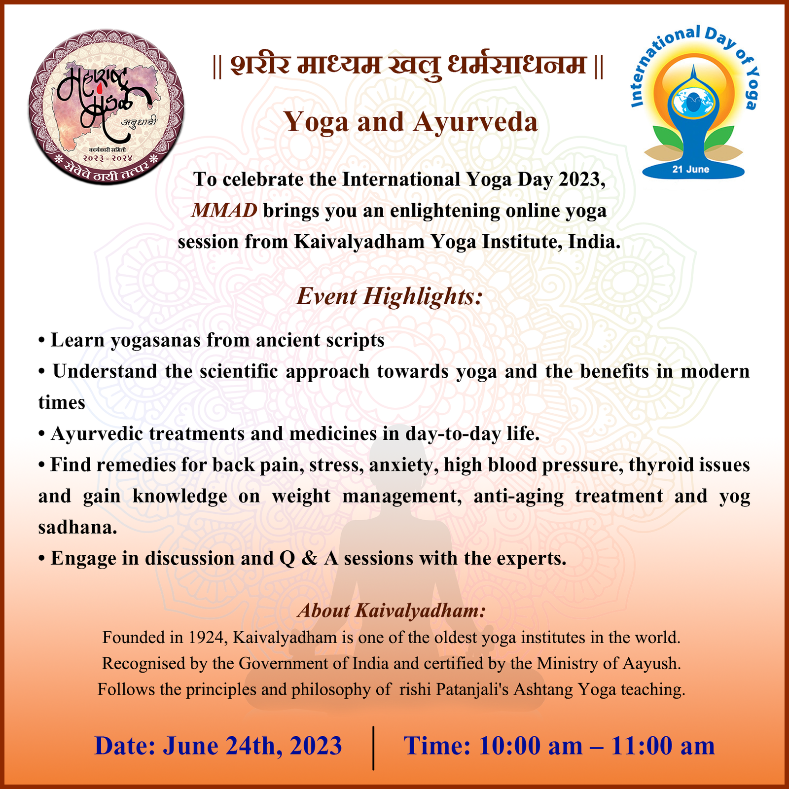Yoga and Ayurveda
